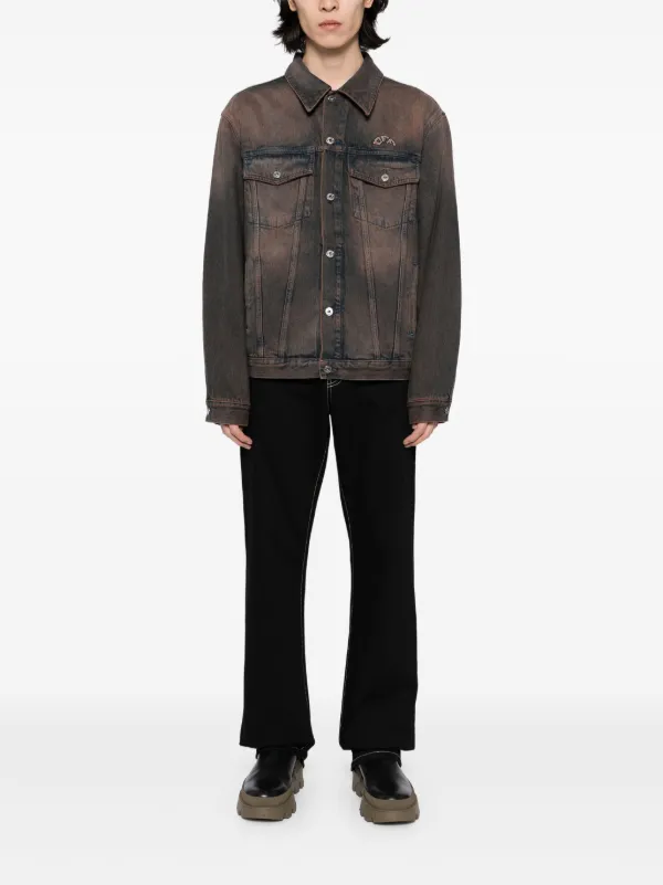 Off-White オーバーダイ デニムジャケット | ブラウン | FARFETCH JP