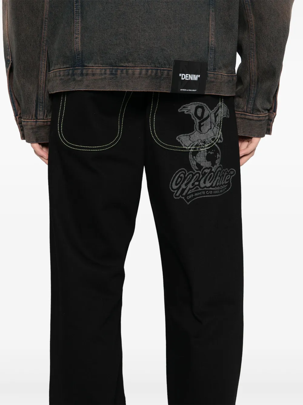 Off-White Straight jeans met logoprint Zwart