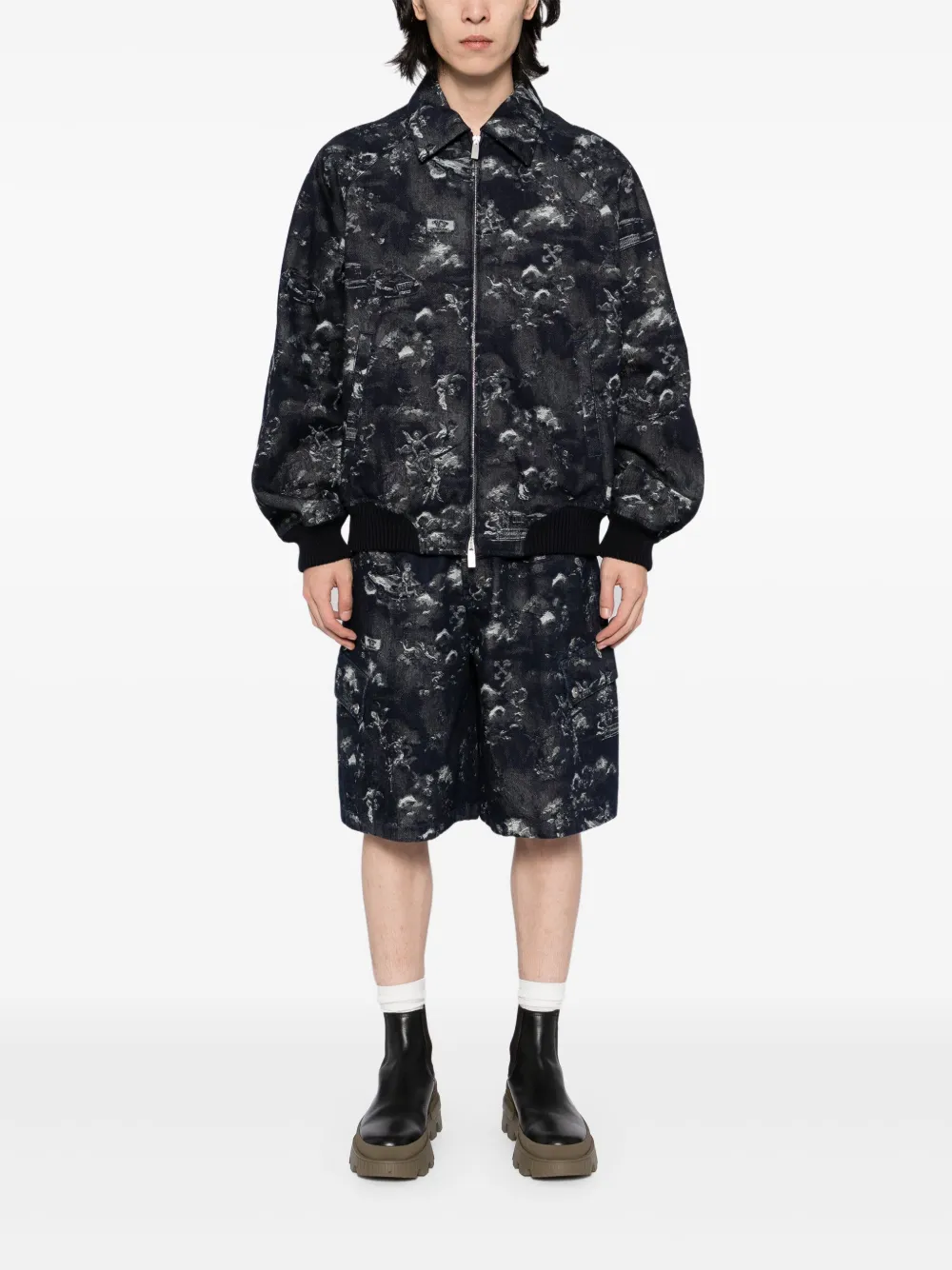 Off-White graphic-print shorts - Blauw