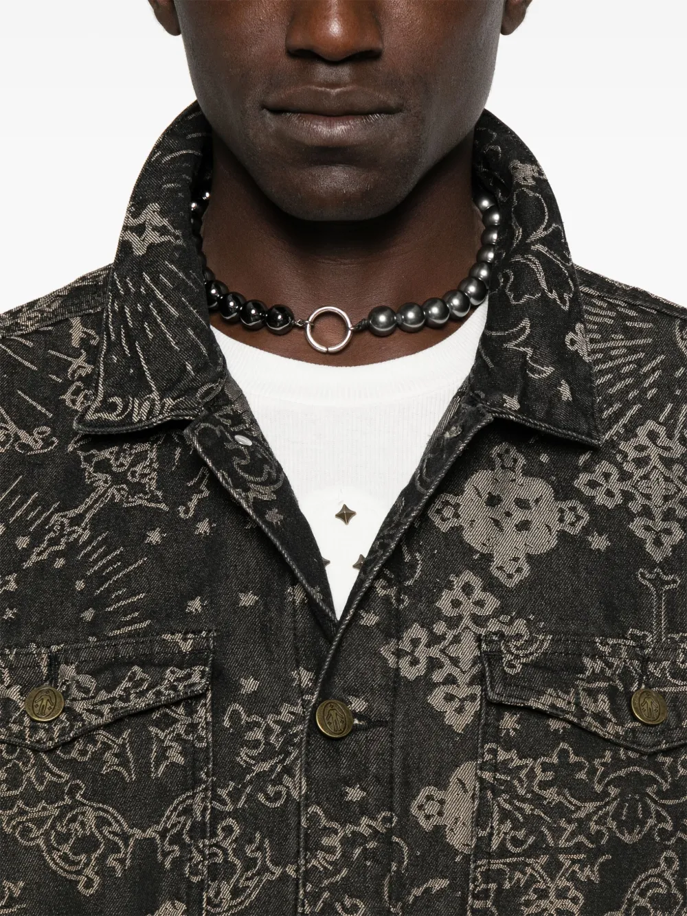 UNTITLED ARTWORKS Denim jack met jacquard Zwart