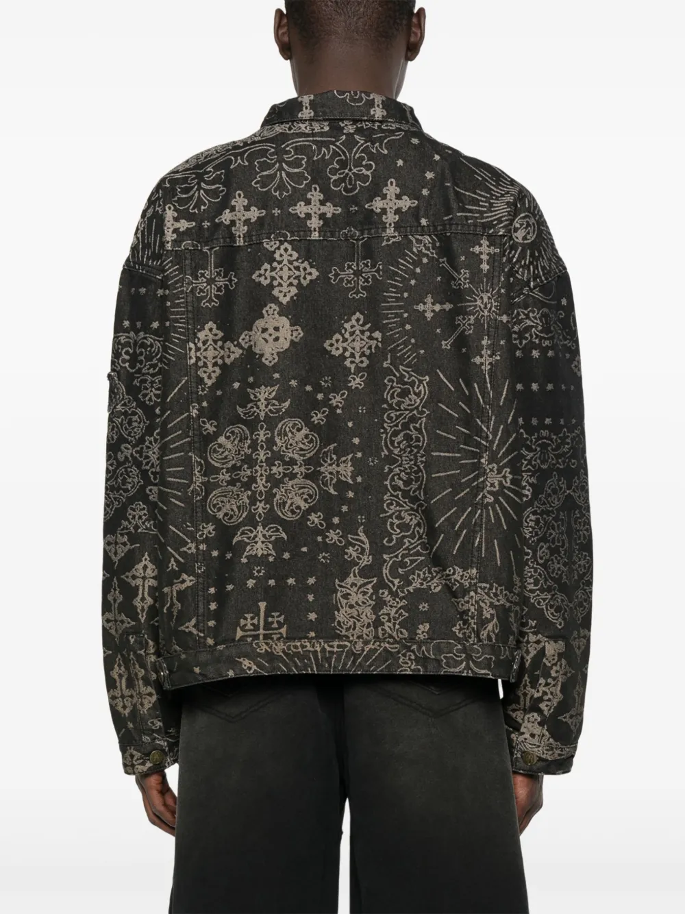 UNTITLED ARTWORKS Denim jack met jacquard Zwart
