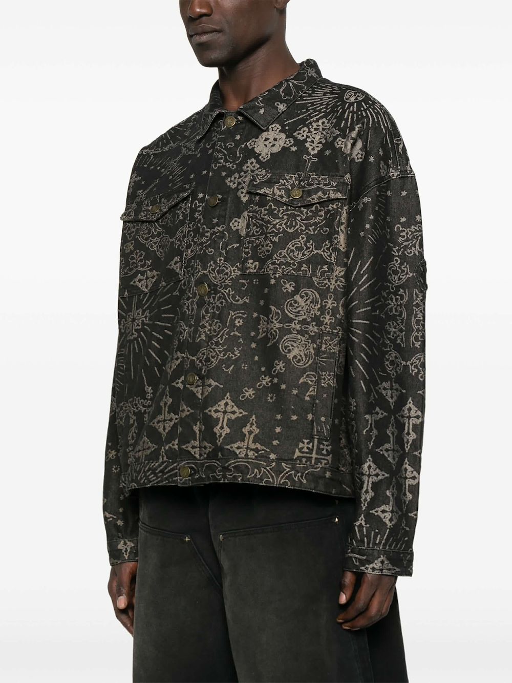 UNTITLED ARTWORKS Denim jack met jacquard Zwart