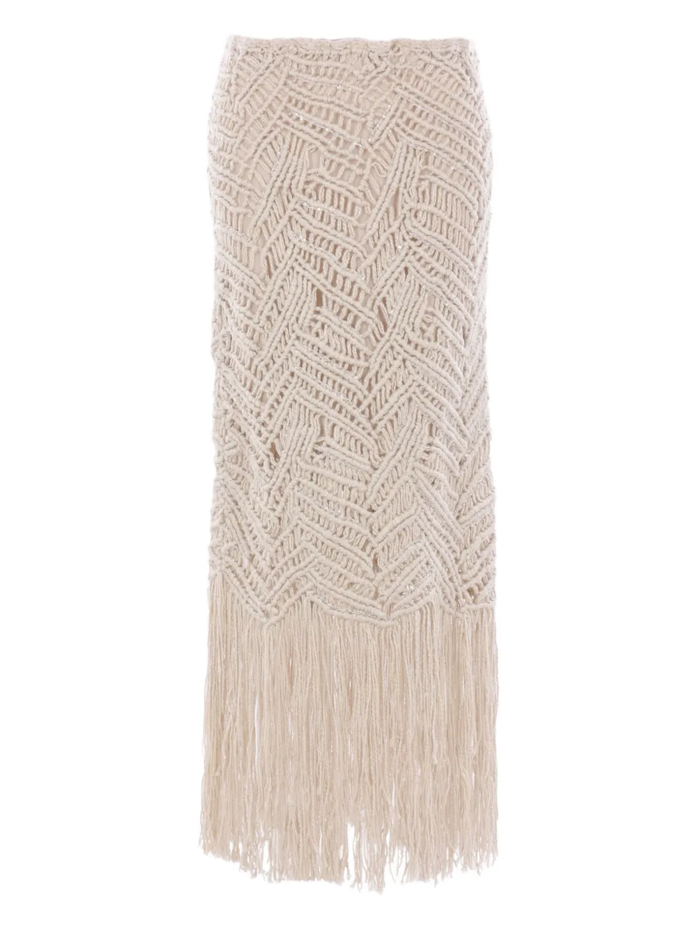 Brunello Cucinelli falda midi de crochet | neutro | Image 1