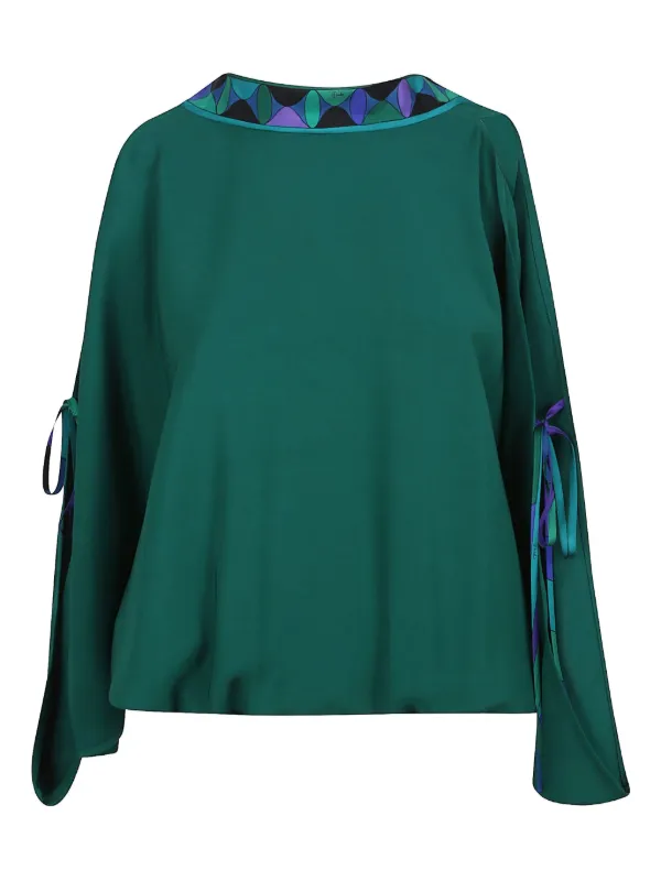 Pucci Open-back Blouse in Green