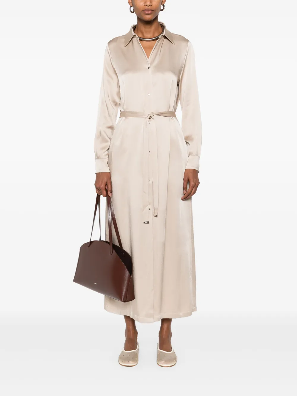 Herno Satijnen blousejurk Beige