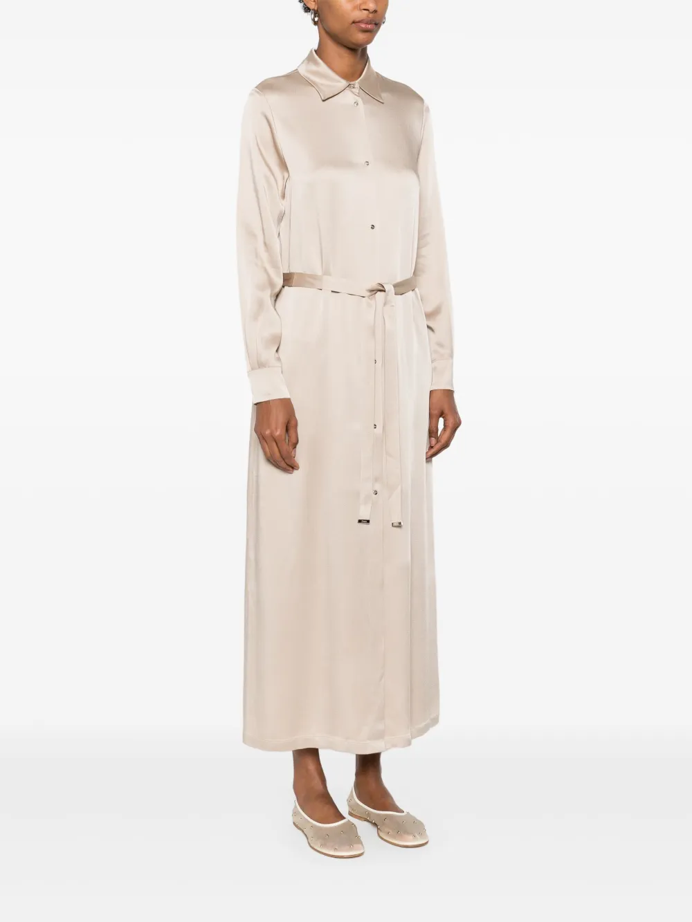 Herno Satijnen blousejurk Beige