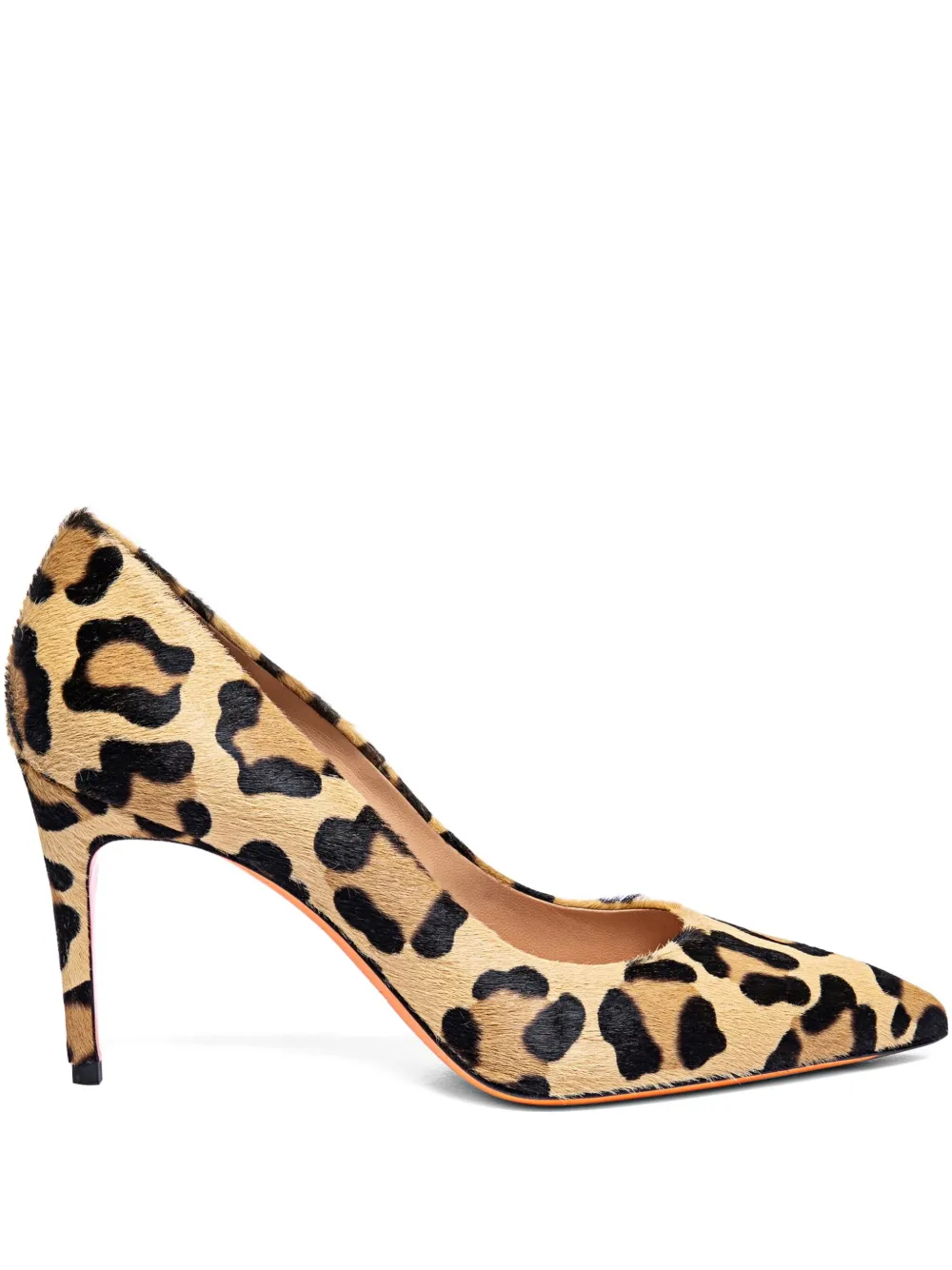 Santoni 85 mm pumps met dierenprint Beige