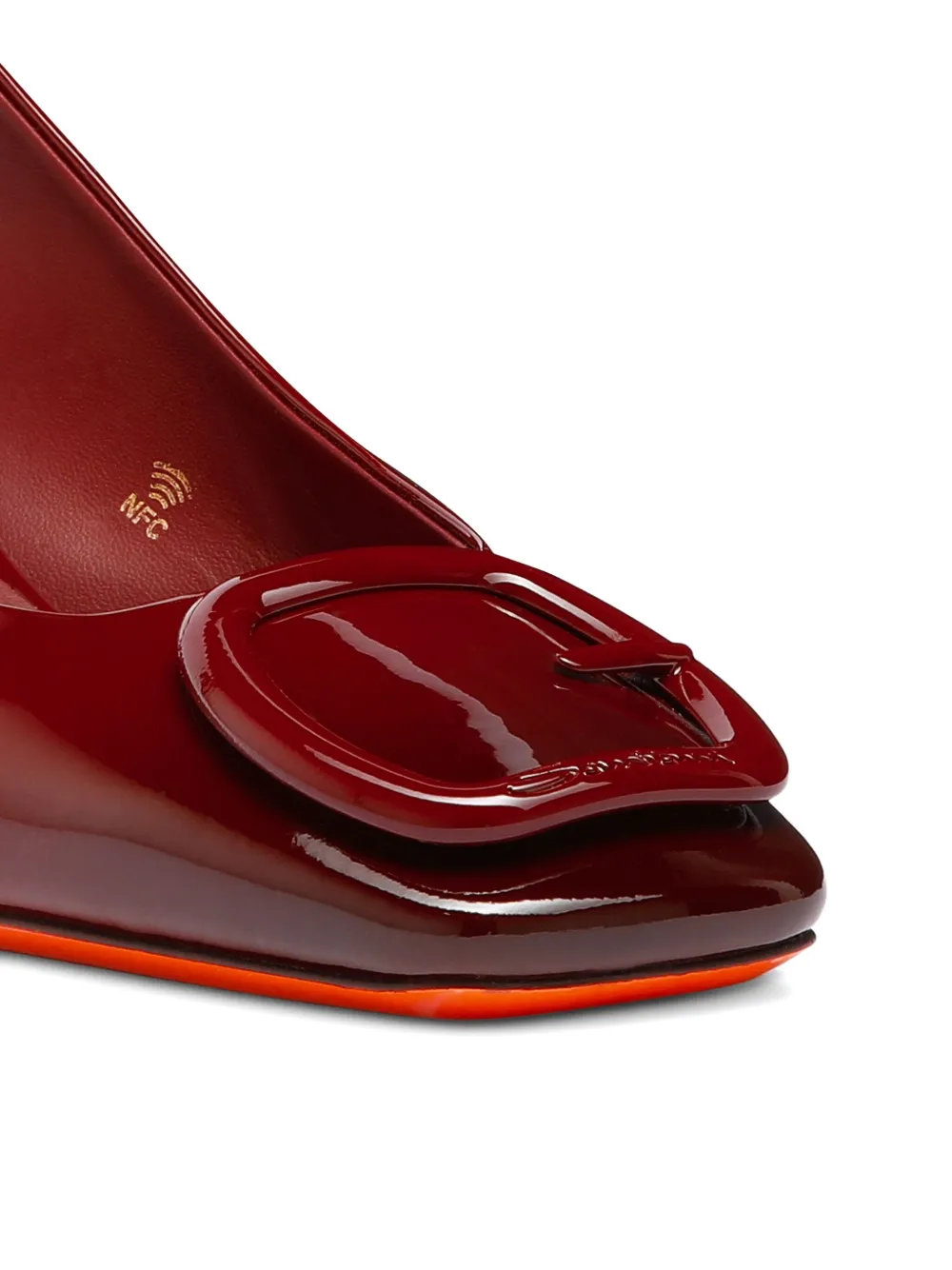 Santoni 50mm patent-leather pumps Red