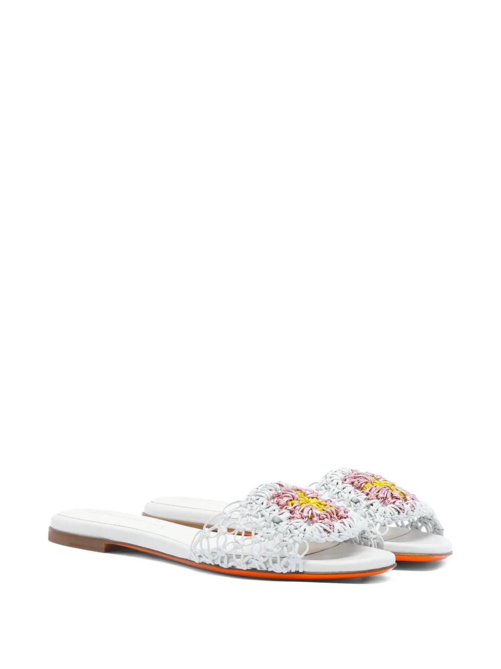 Santoni Geweven leren slippers - Wit