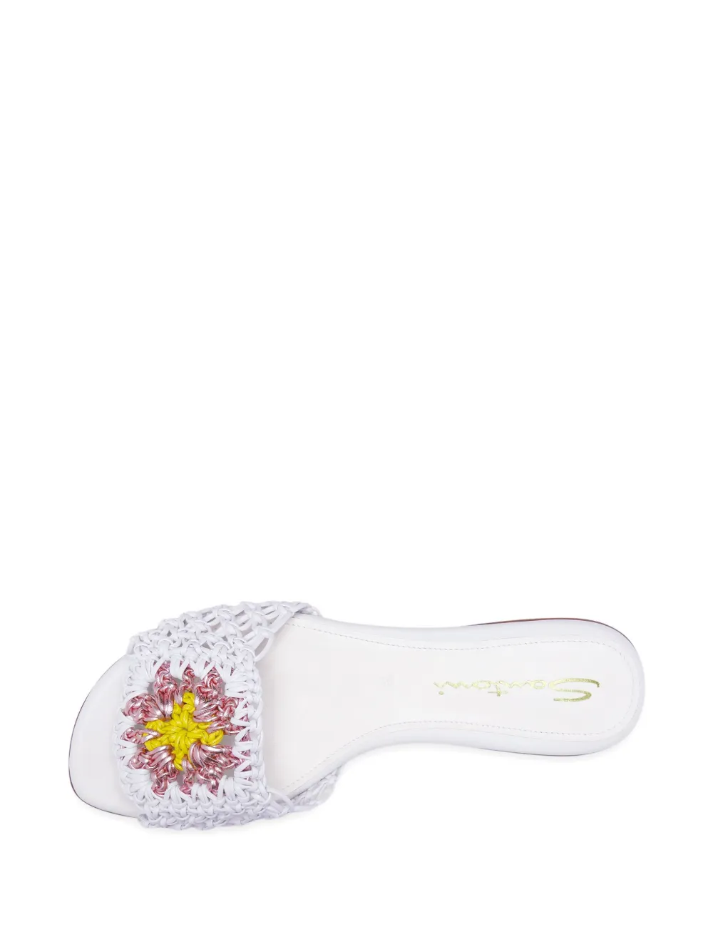 Santoni interwoven leather slides White