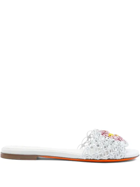 Santoni interwoven leather slides