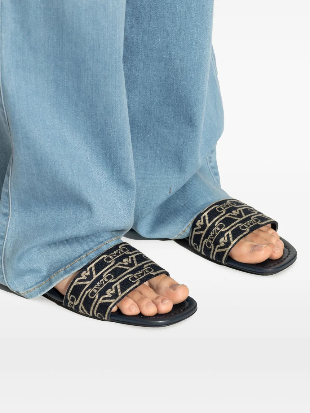 Emporio Armani monogram-jacquard sandals Blue