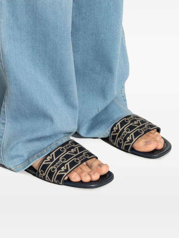 Emporio Armani モノグラムジャカード サンダル | ブルー | FARFETCH JP