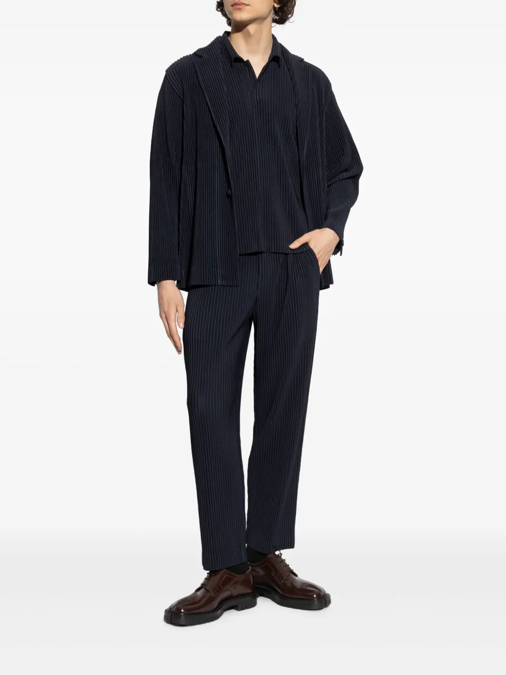 Homme Plissé Issey Miyake pleated t-shirt - Blauw