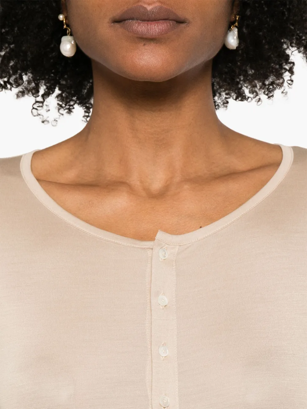 LEMAIRE Zijden T-shirt Beige