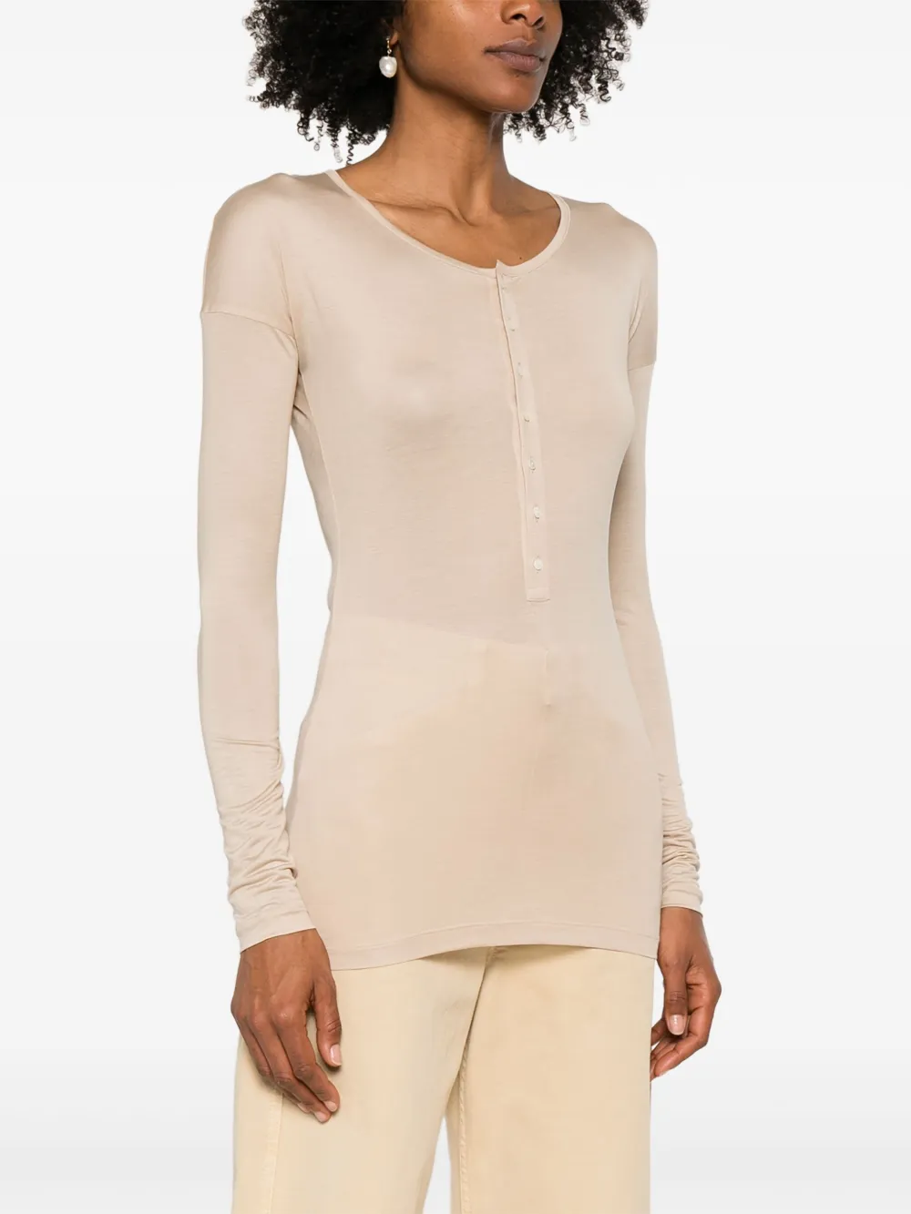 LEMAIRE Zijden T-shirt Beige