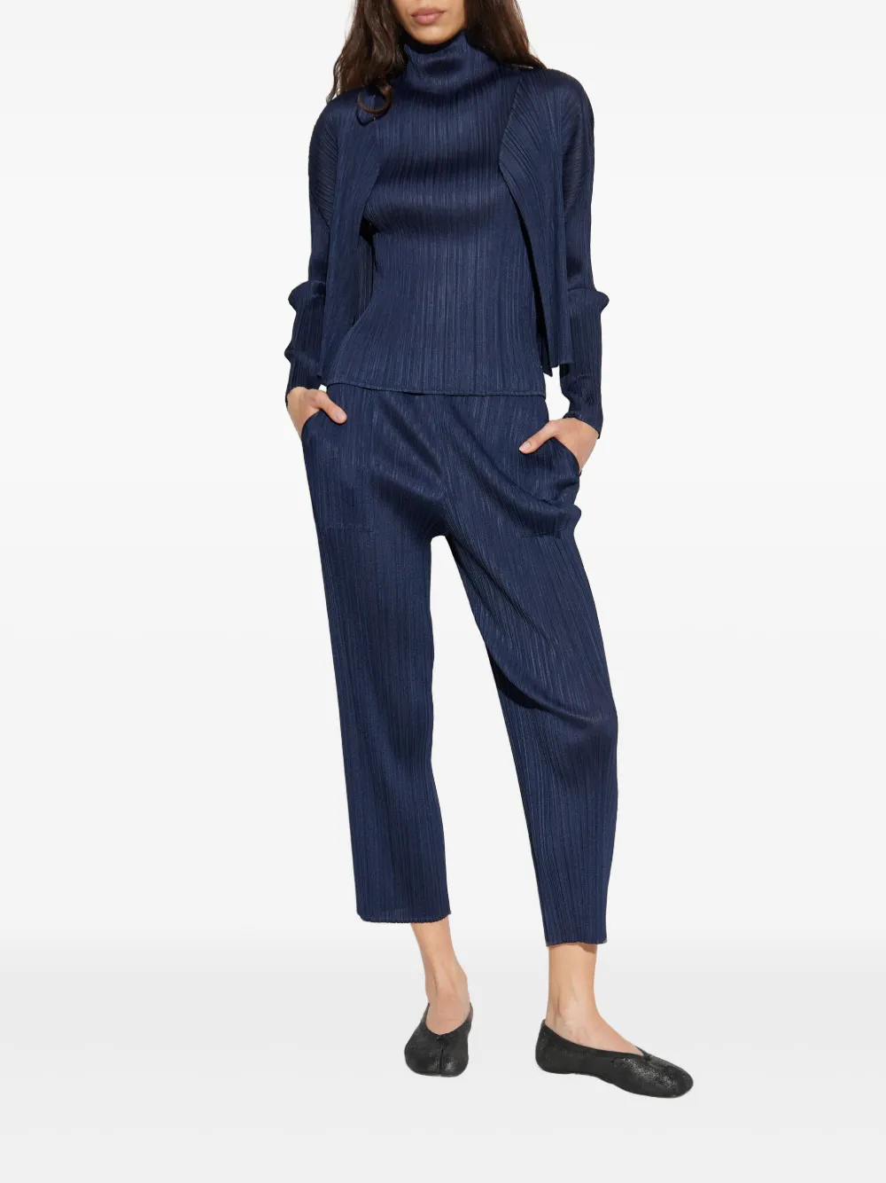 Pleats Please Issey Miyake Geplooid vest Blauw