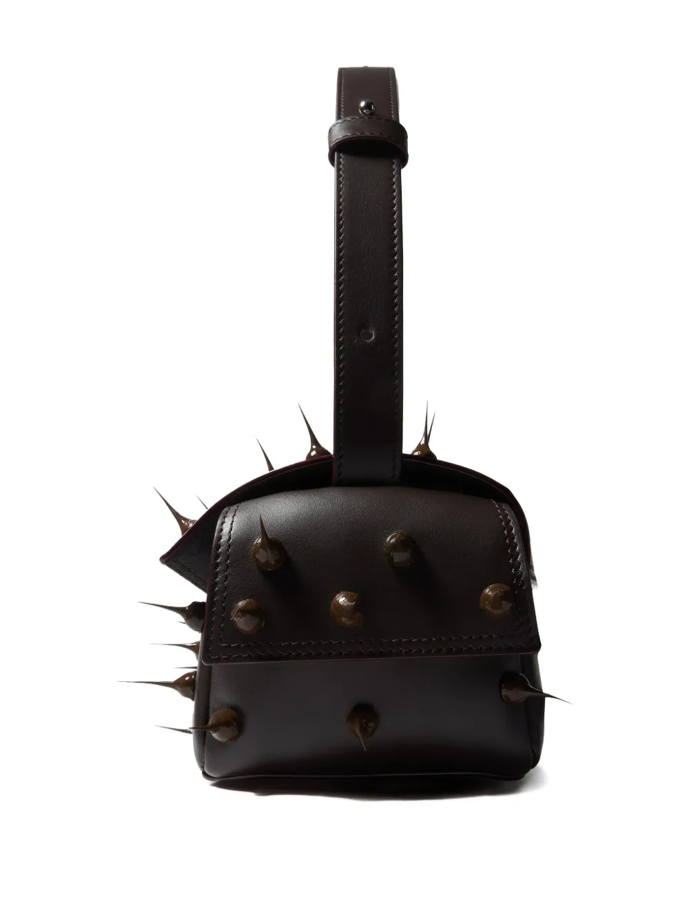 Sunnei Spiky Labauletto kleine leren schoudertas Bruin