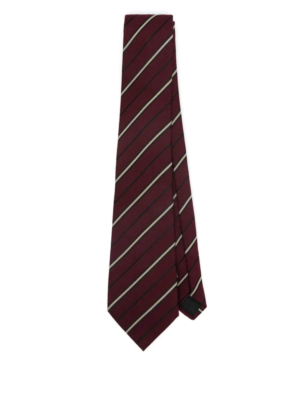 Saint Laurent Striped Tie In Red