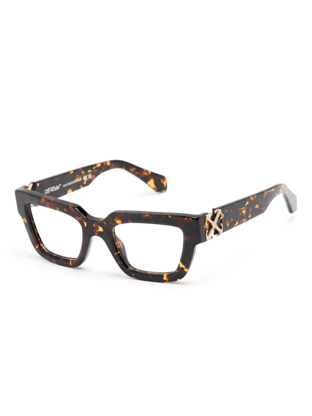 Off-White Eyewear Bril met schildpadschild design Bruin