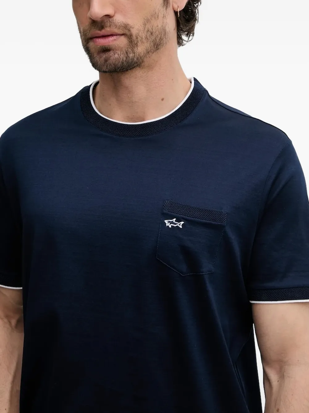 Paul & Shark T-shirt met contrasterende afwerking en zakdetail Blauw