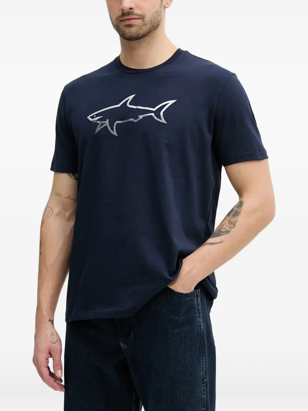 Paul & Shark logo T-shirt Blauw