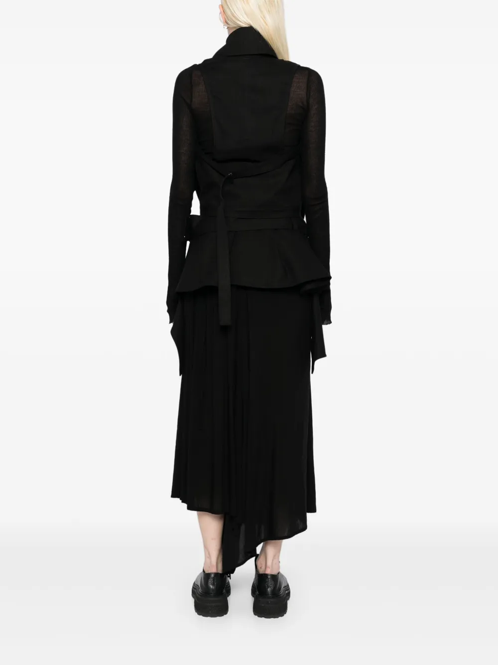 Yohji Yamamoto Jas met riem Zwart