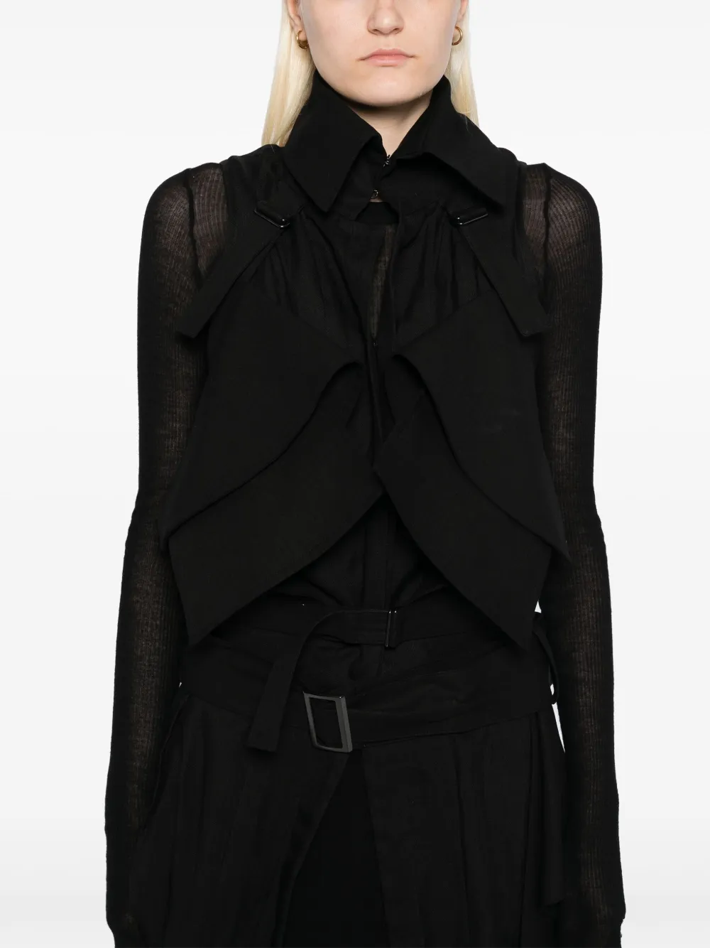 Yohji Yamamoto Jas met riem Zwart