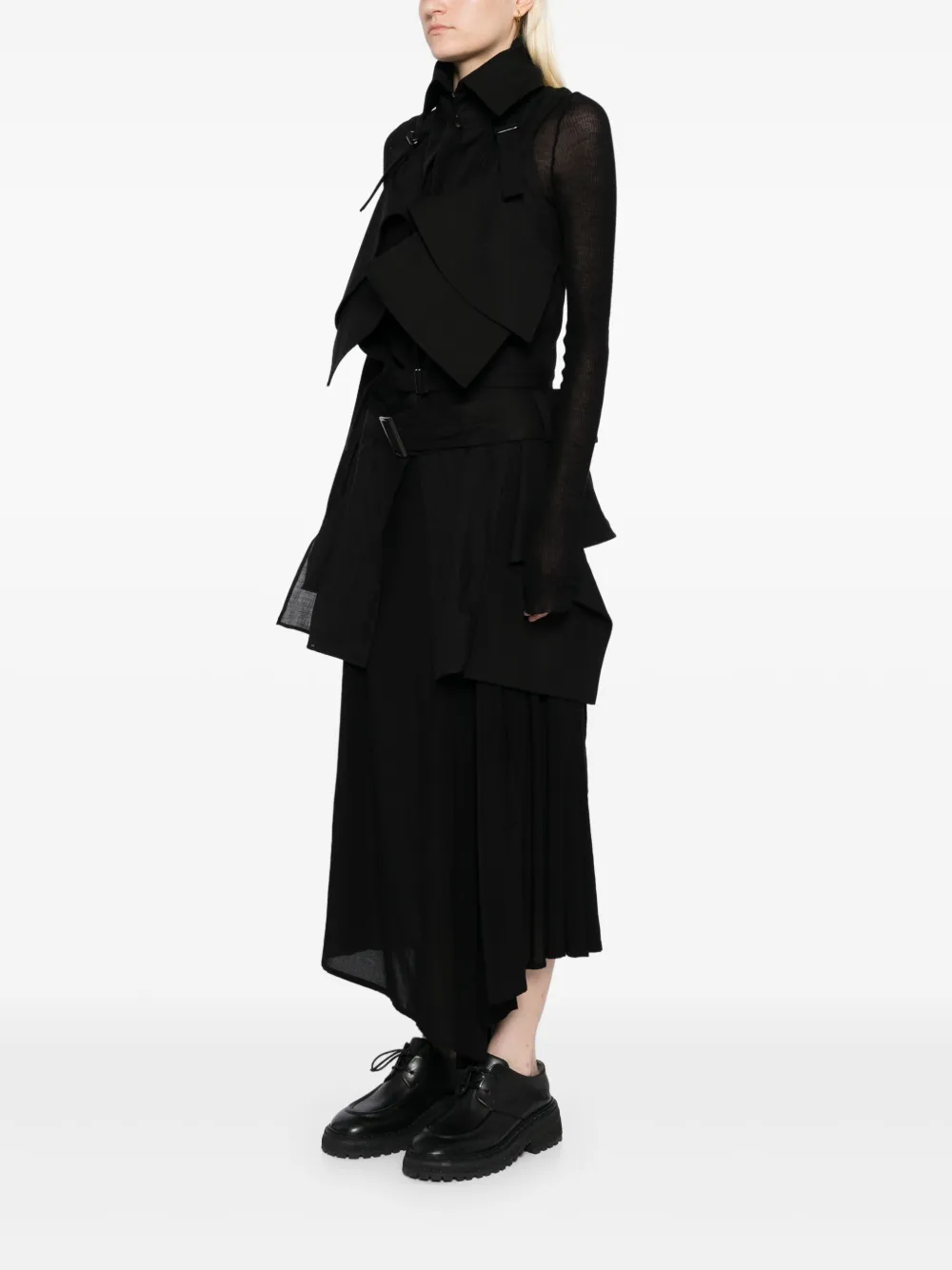 Yohji Yamamoto Jas met riem Zwart