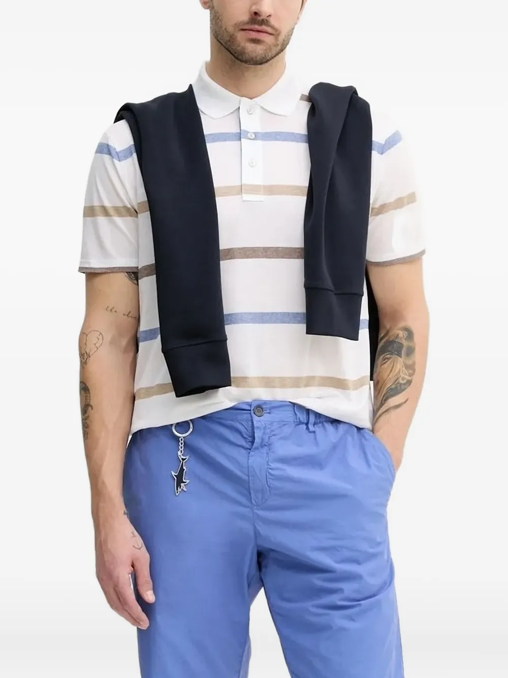 Paul & Shark striped polo shirt Wit