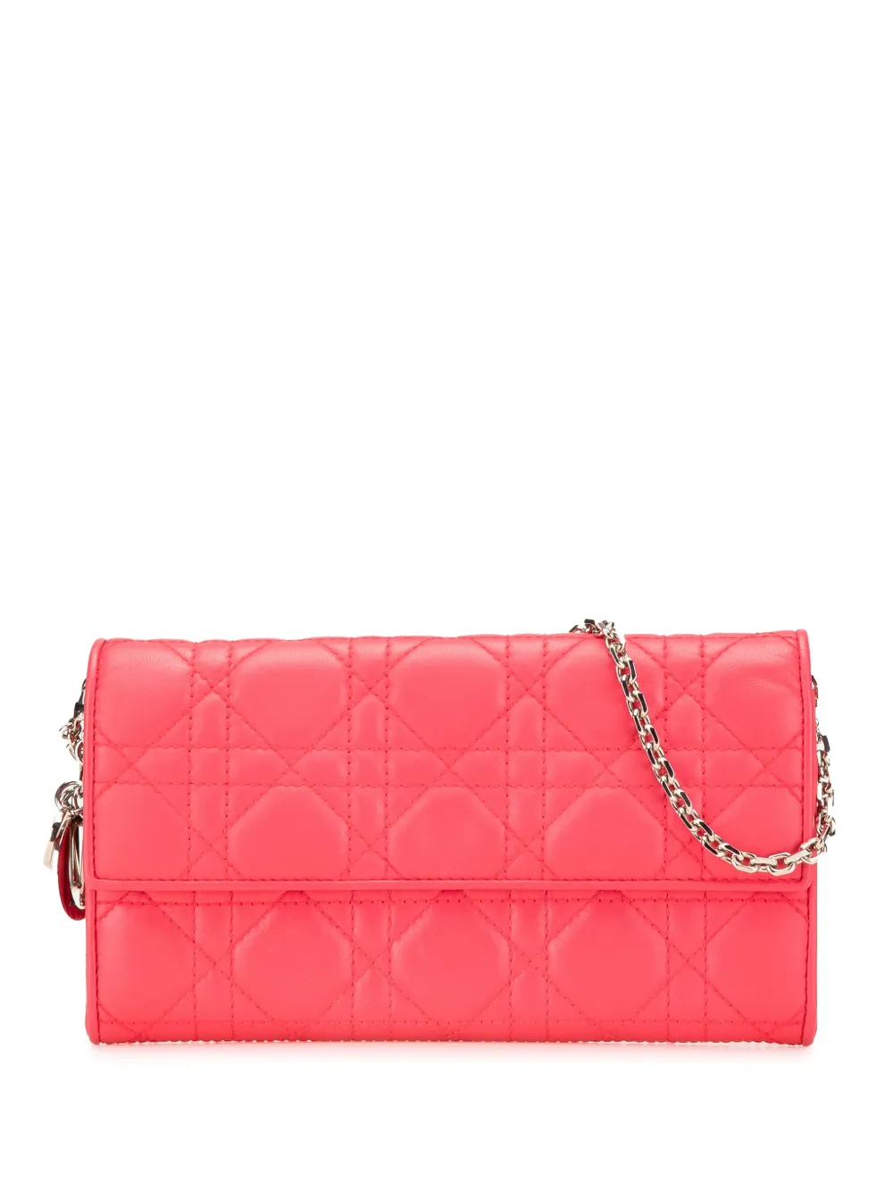Christian Dior Pre-Owned 2014 ラムスキン カナージュ レディ ディオール ウォレットオンチェーン Christian Dior Pre-Owned 2014 ラムスキン カナージュ レディ ディオール ウォレットオンチェーン