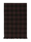Rick Owens check-pattern frayed scarf - Black