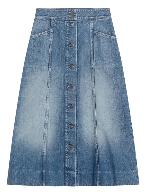 Valentino Garavani Cotton Midi Skirt in Blue