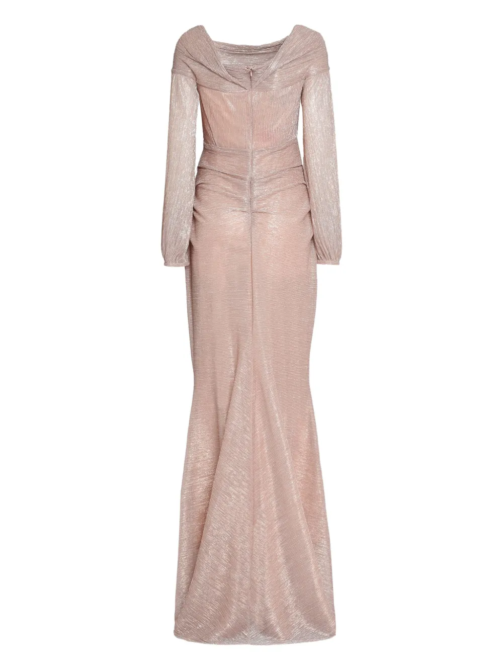 Talbot Runhof off-the-shoulder pleated gown - Roze