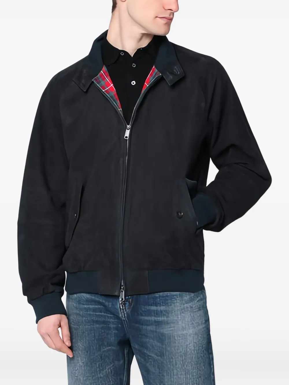 Baracuta G9 suède jack met rits Zwart