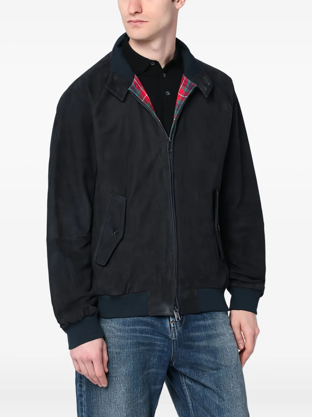 Baracuta G9 suède jack met rits Zwart