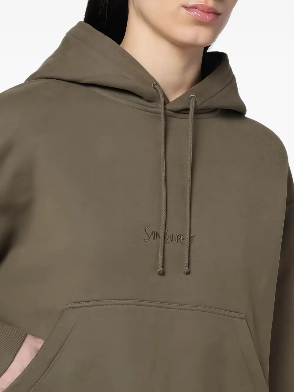 Saint Laurent Hoodie met geborduurd logo Groen