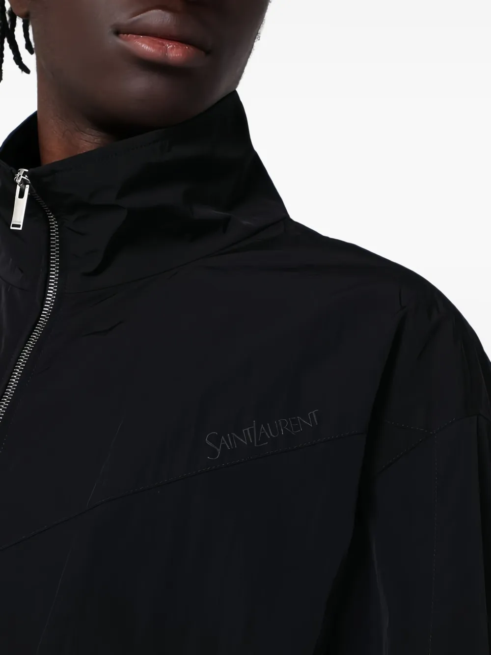 Saint Laurent Bomberjack met geborduurd logo Zwart