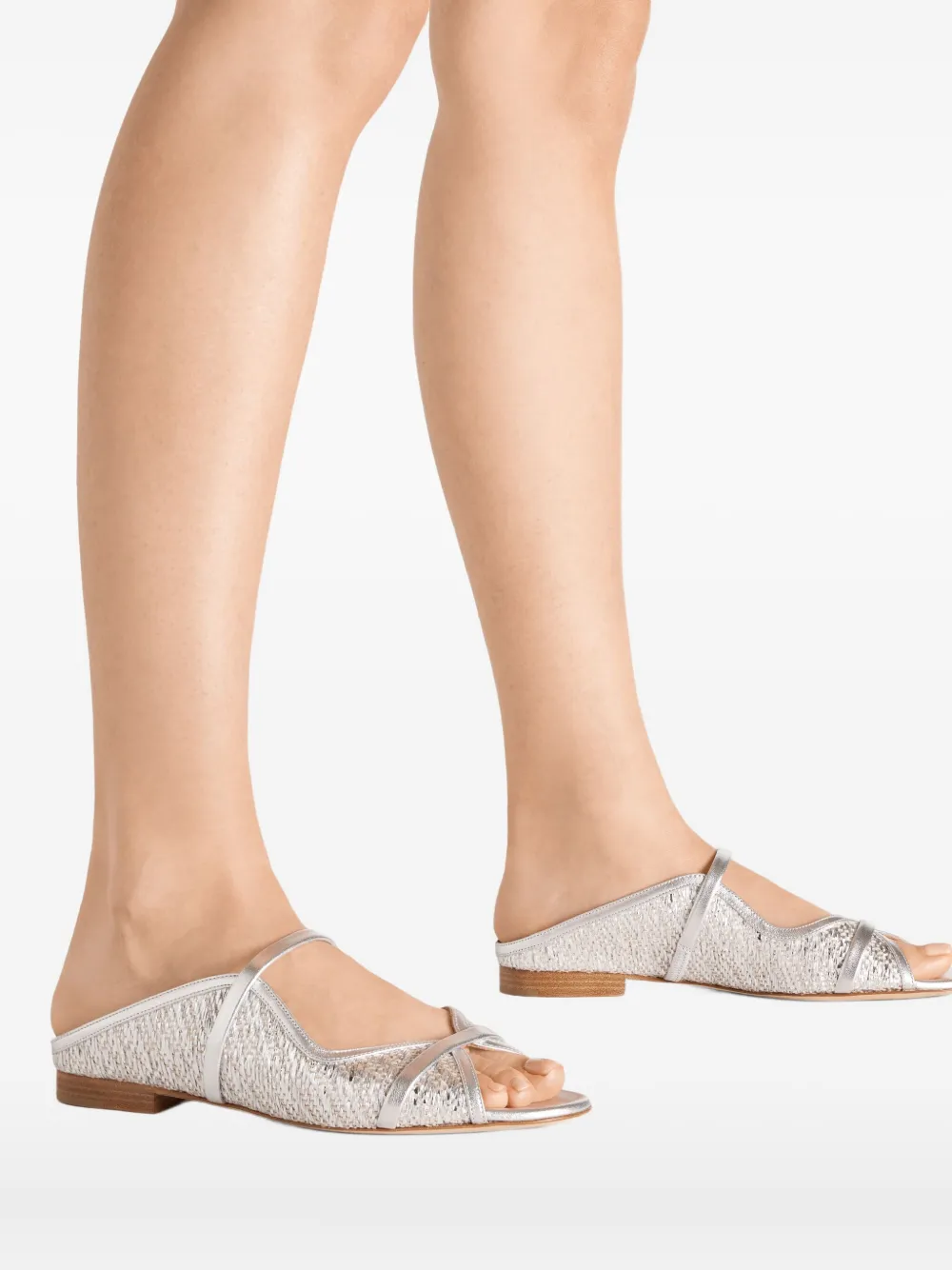 Malone Souliers Metallic Raffia Norah Sandals In Silver