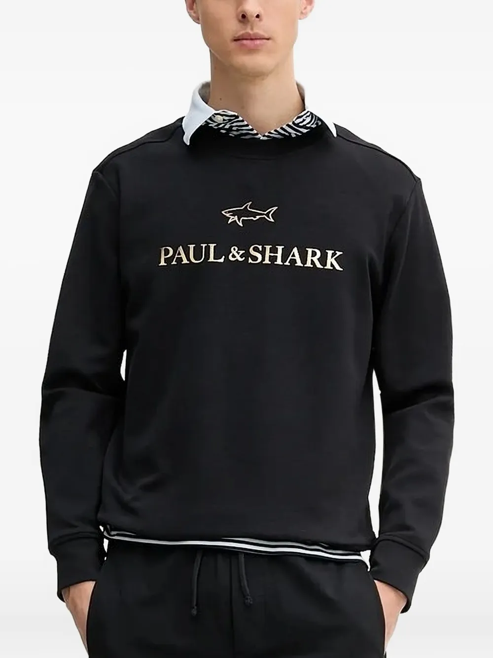 Paul & Shark logo-print crew-neck sweatshirt Zwart