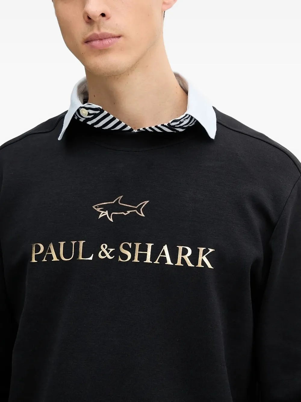 Paul & Shark logo-print crew-neck sweatshirt Zwart