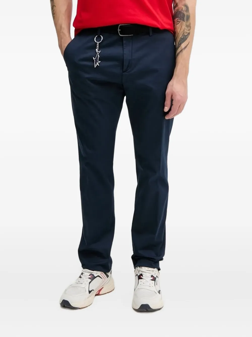 Paul & Shark-keychain straight-leg trousers Blauw