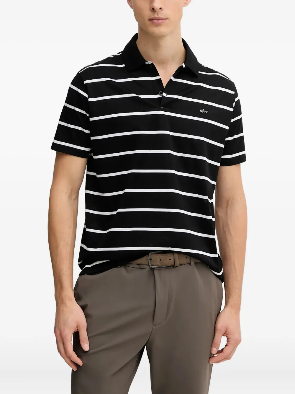 Paul & Shark striped logo polo shirt | Black | Image 1