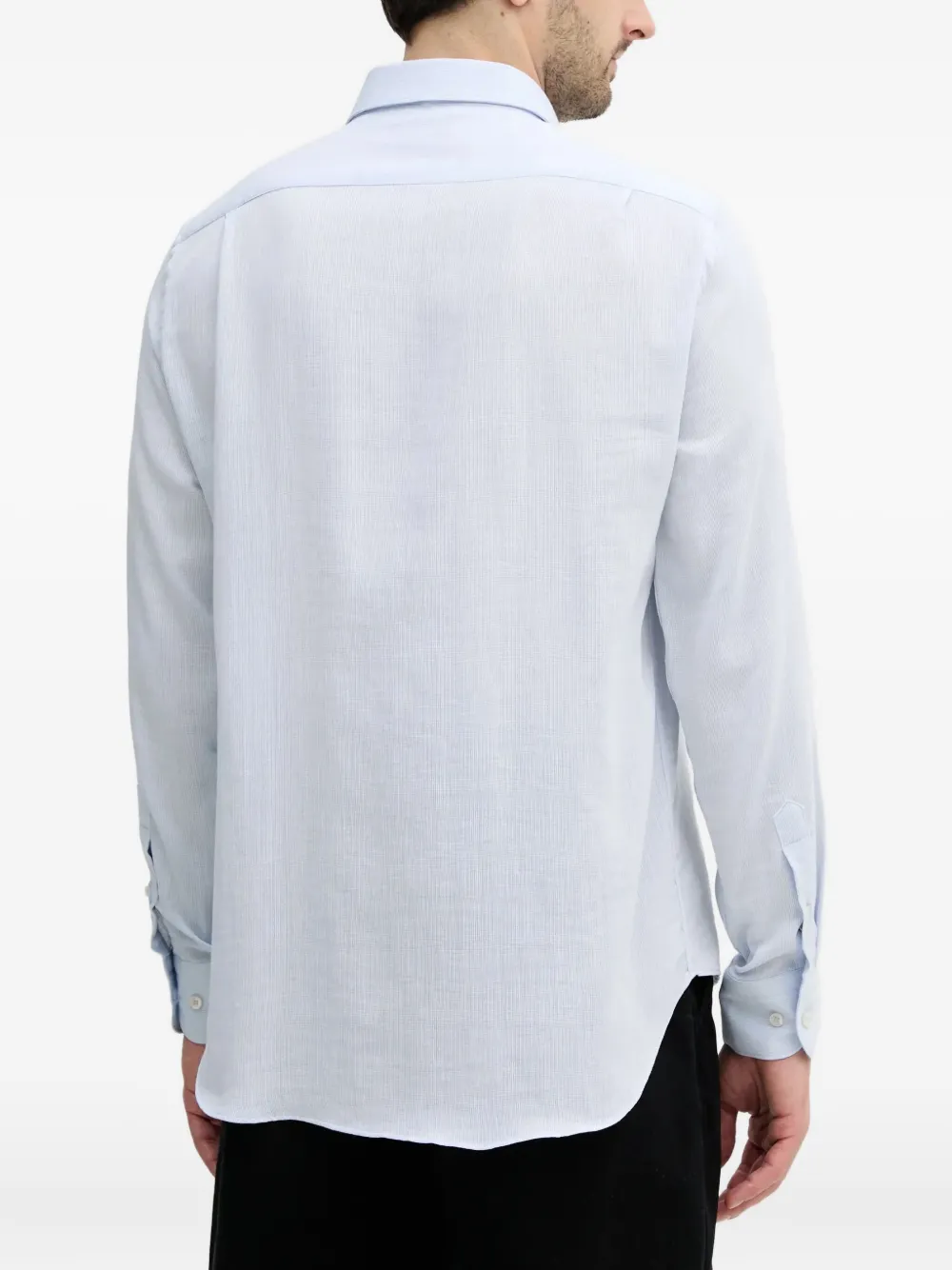 Paul & Shark Micro-check Long-sleeved Shirt In Blue