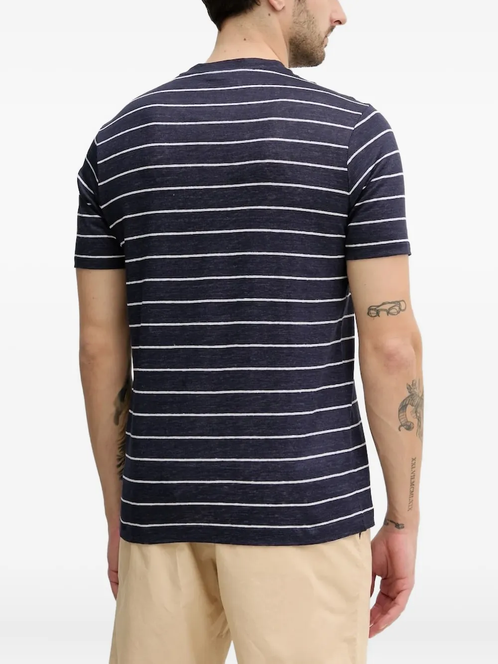 Paul & Shark striped linen t-shirt Blauw