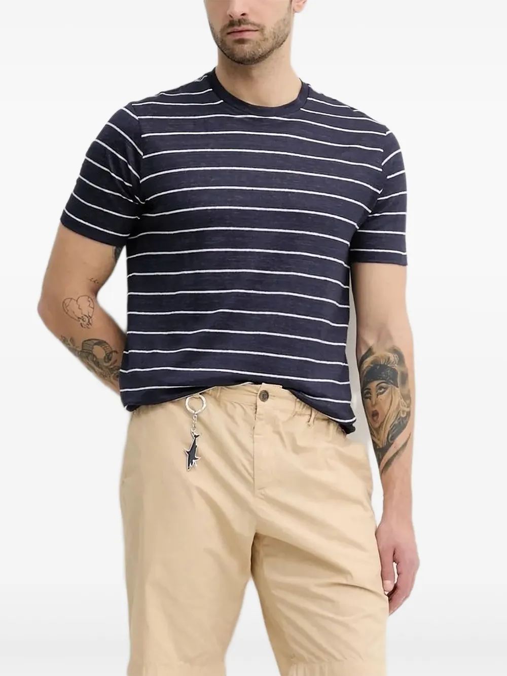 Paul & Shark striped linen t-shirt Blauw