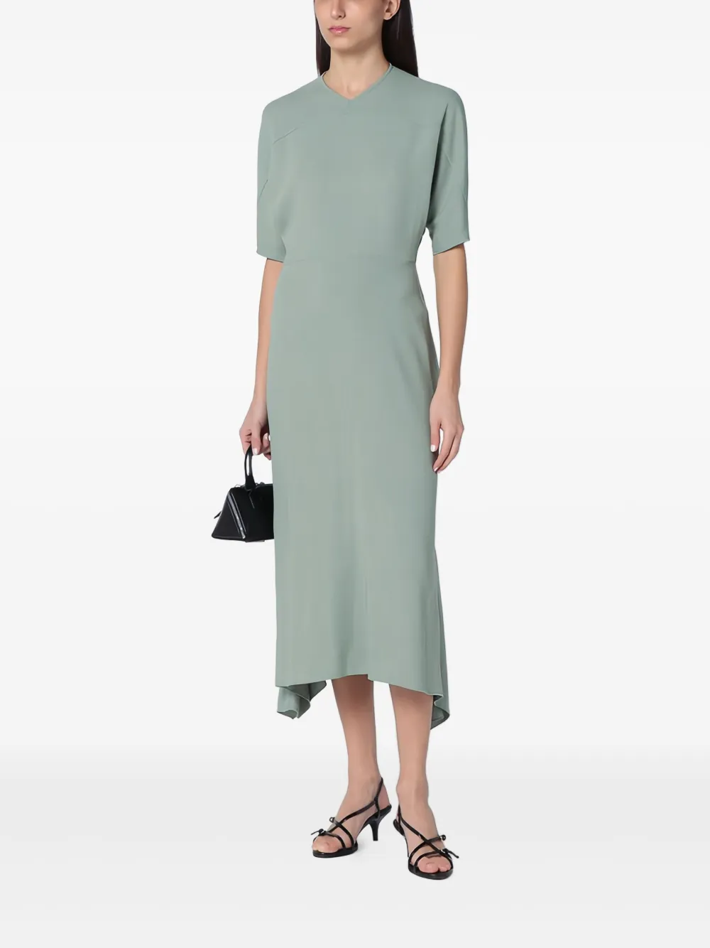 Victoria Beckham Midi-jurk met asymmetrische afwerking Groen