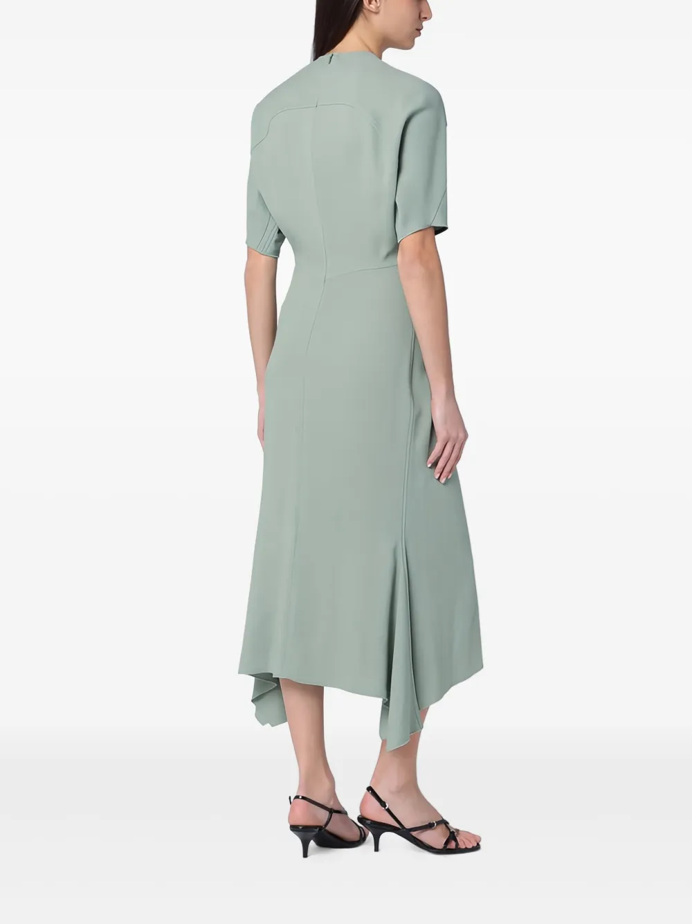 Victoria Beckham Midi-jurk met asymmetrische afwerking Groen
