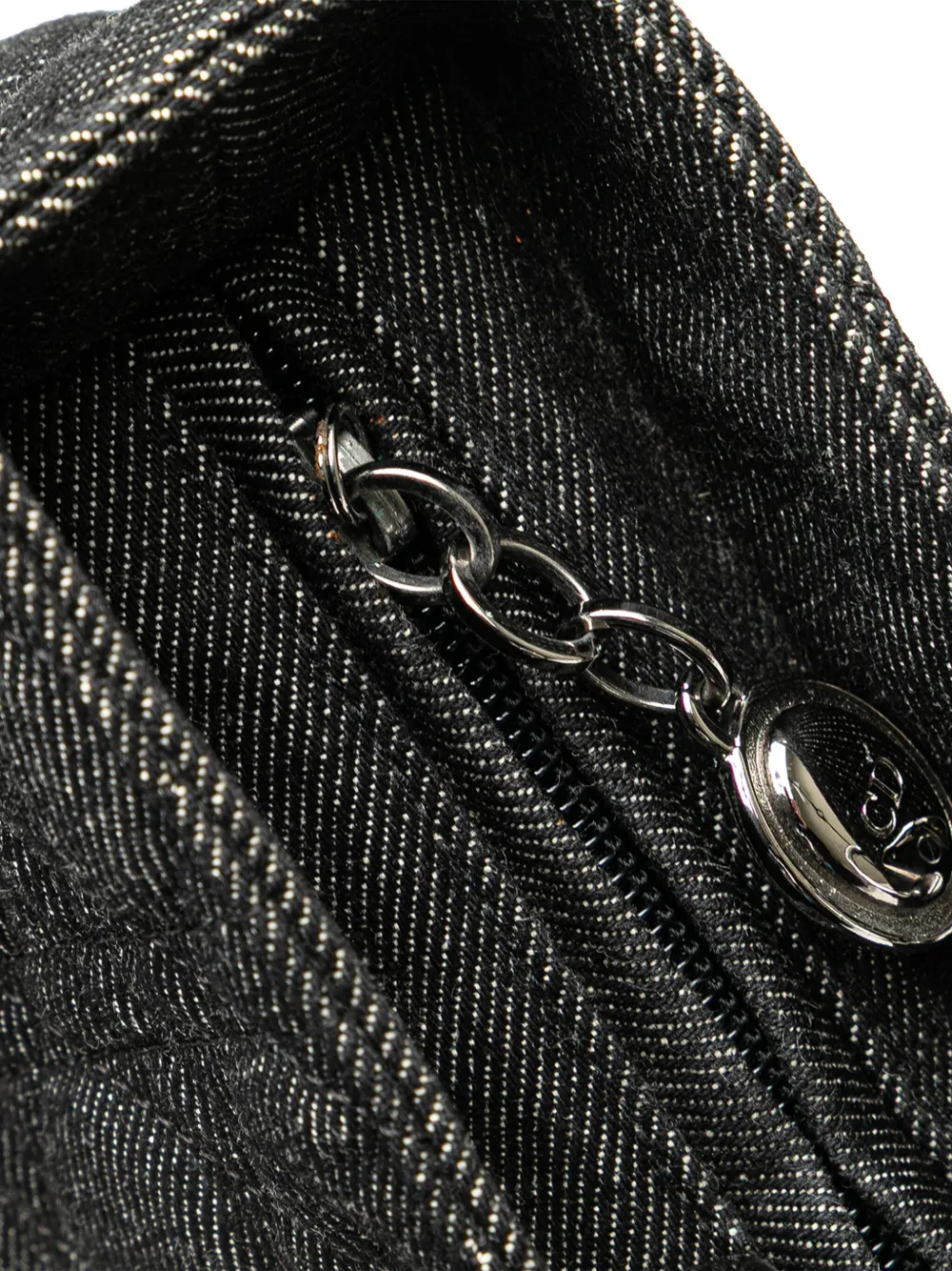 Pre-owned Dior 2000 Large Denim Cannage Lady  Satchel In Black