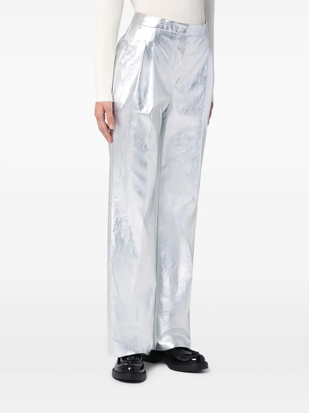 The Garment Andy broek met wijde pijpen Zilver